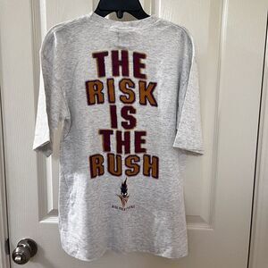 VTG B Ware Risk Everything The Risk Is The Rush Graphic Tee Y2K USA Boys XL NWT